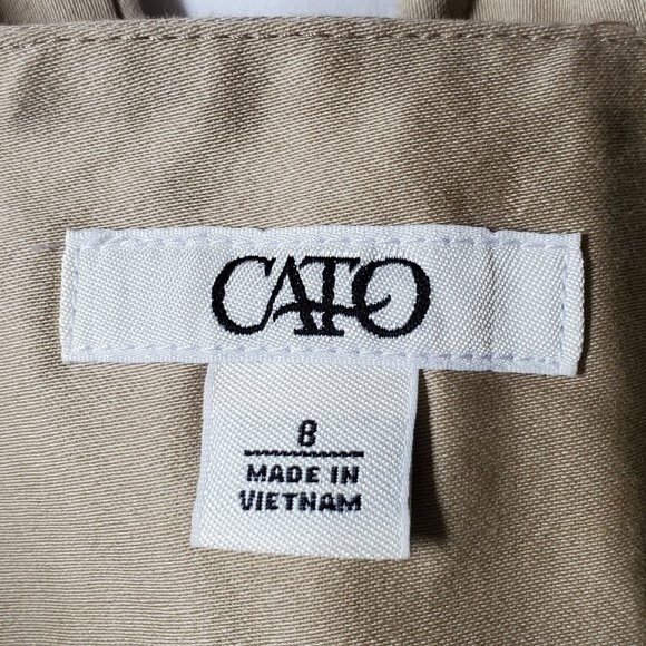 Cato Tan Solid Capri Pants with Belt Loops and Faux Pockets Sz 8 - Picture 13 of 15